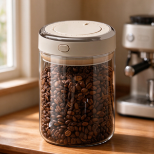 Press-to-Vent Glass Coffee Canister
