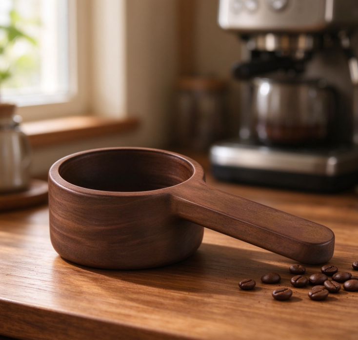 One-Piece Solid Wood Coffee Measuring Scoop – 30ml, Natural Wood Style - Image 2