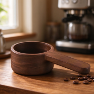 One-Piece Solid Wood Coffee Measuring Scoop – 30ml, Natural Wood Style