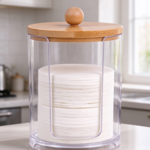 Transparent Airtight Coffee Filter Paper Storage Canister with Bamboo Lid – For Round Filter Papers