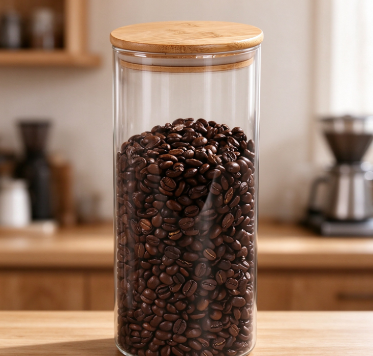 Glass Coffee Canister with Bamboo Lid
