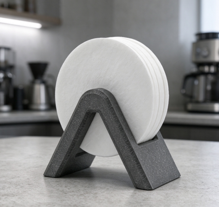 Dark Gray A-Frame Coffee Filter Holder – Countertop Stand for Round Filter Papers