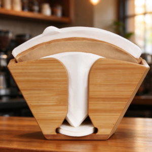 Multi-Compartment Bamboo Coffee Filter Holder – Versatile Organizer for Pour-Over Filters