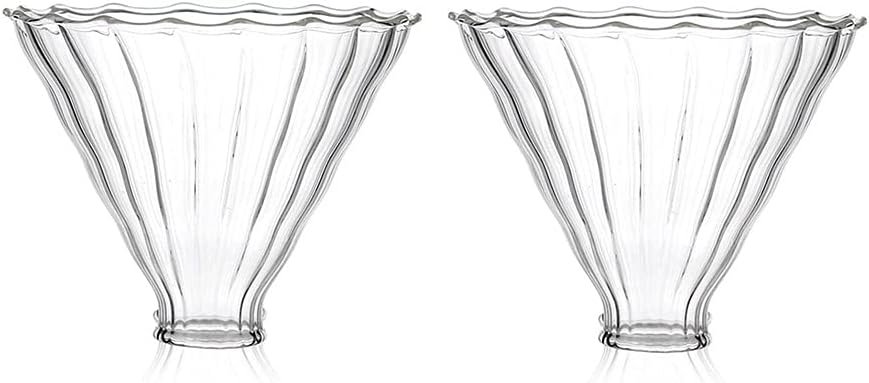 Wave-Patterned Borosilicate Glass Pour-Over Coffee Dripper – Petal-Style V-Shaped Filter