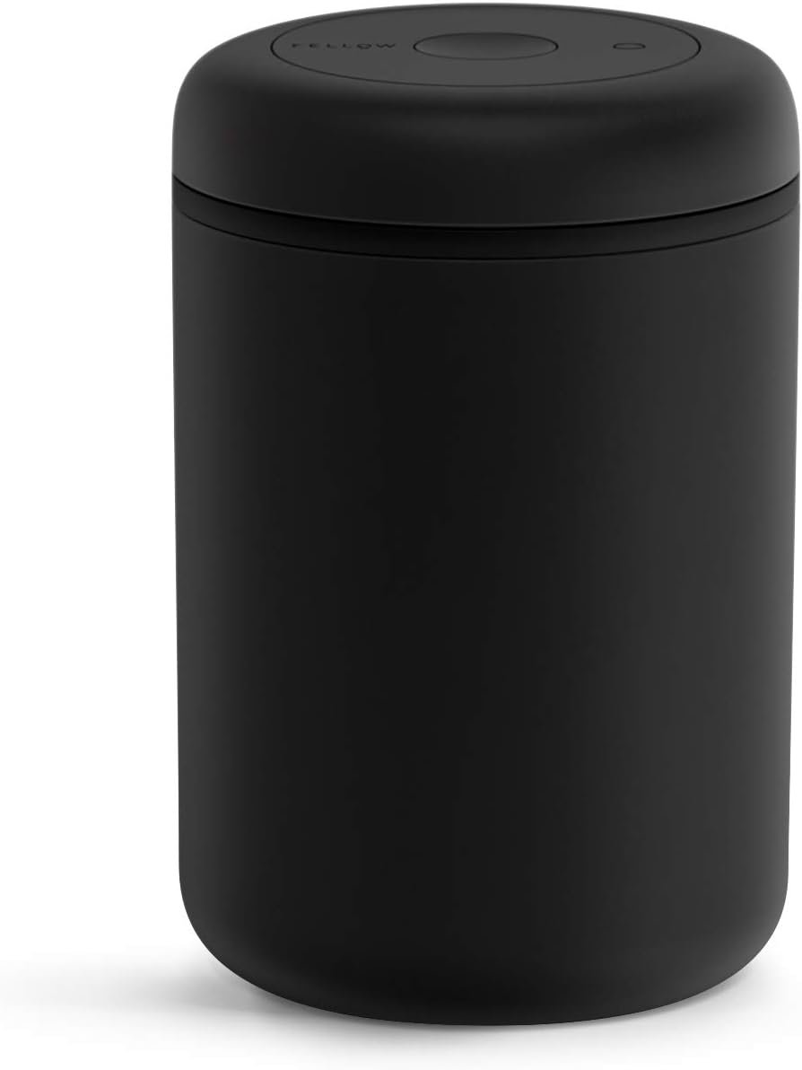 Matte Black Stainless Steel Coffee Bean Canister with One-Way Exhaust Valve