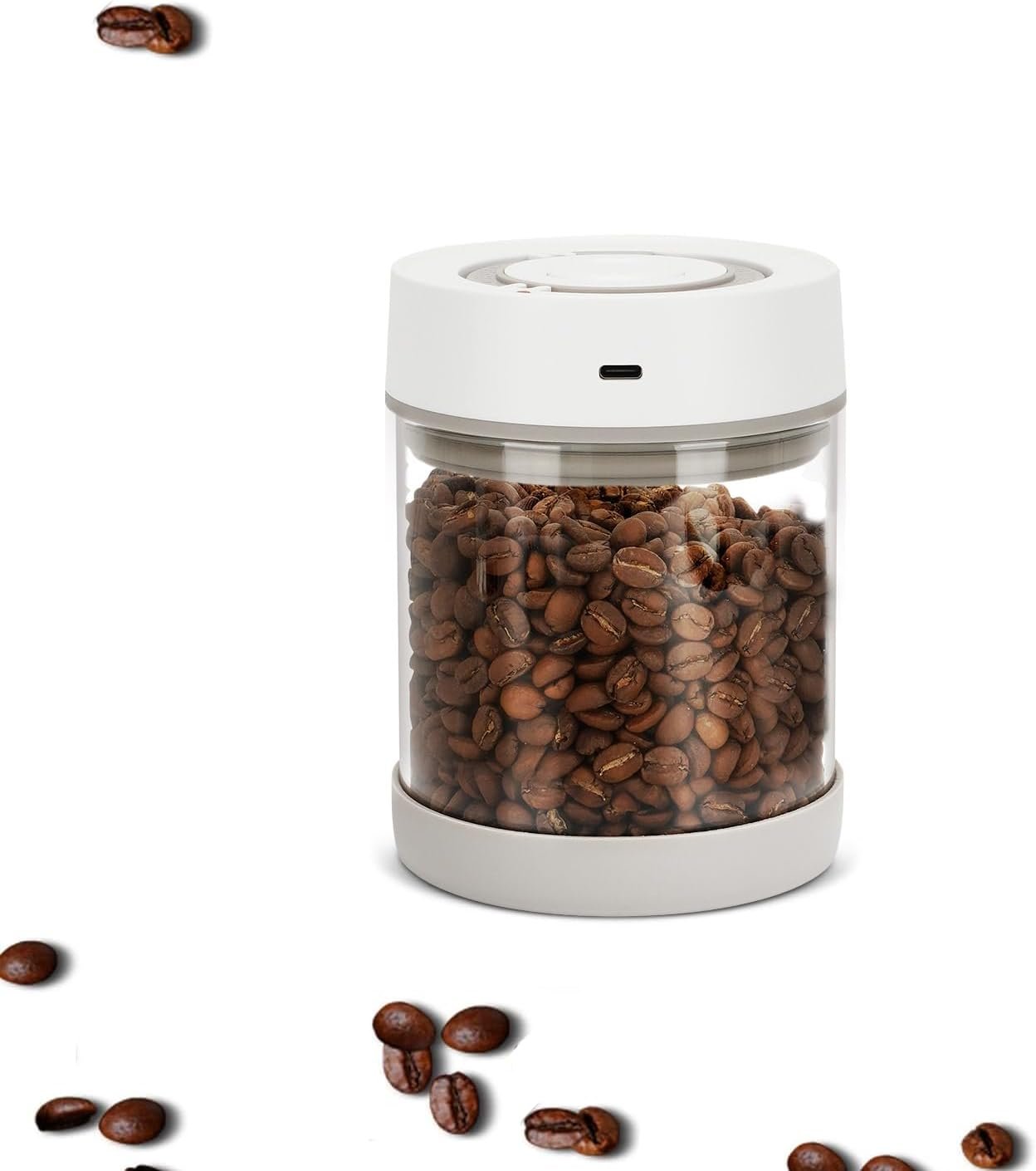 Electric Vacuum-Sealing Glass Coffee Bean Canister – One-Touch Freshness Preservation
