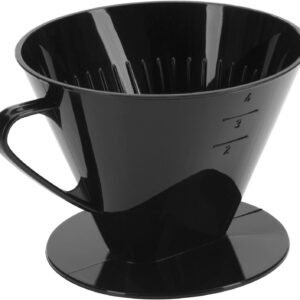 Black Plastic Pour-Over Coffee Dripper with Measurement Markings – Home Drip-Style Coffee Filter