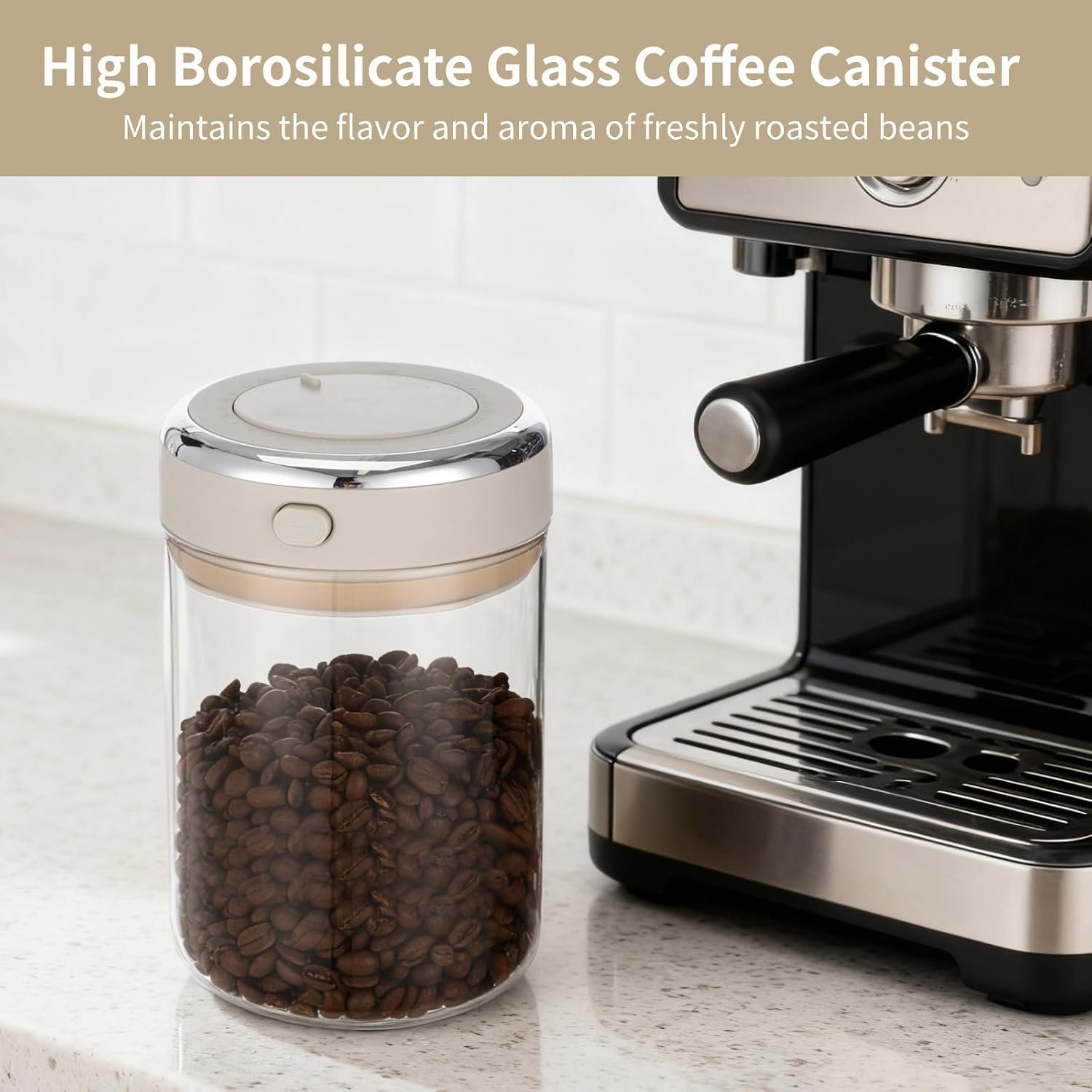 Vacuum-Sealed High-Borosilicate Glass Storage Canister with Manual Pump Mechanism - Image 2