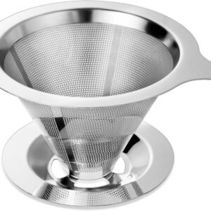 Double-Layer Stainless Steel Pour-Over Coffee Dripper with Spout – Cone-Shaped, Paperless Filter