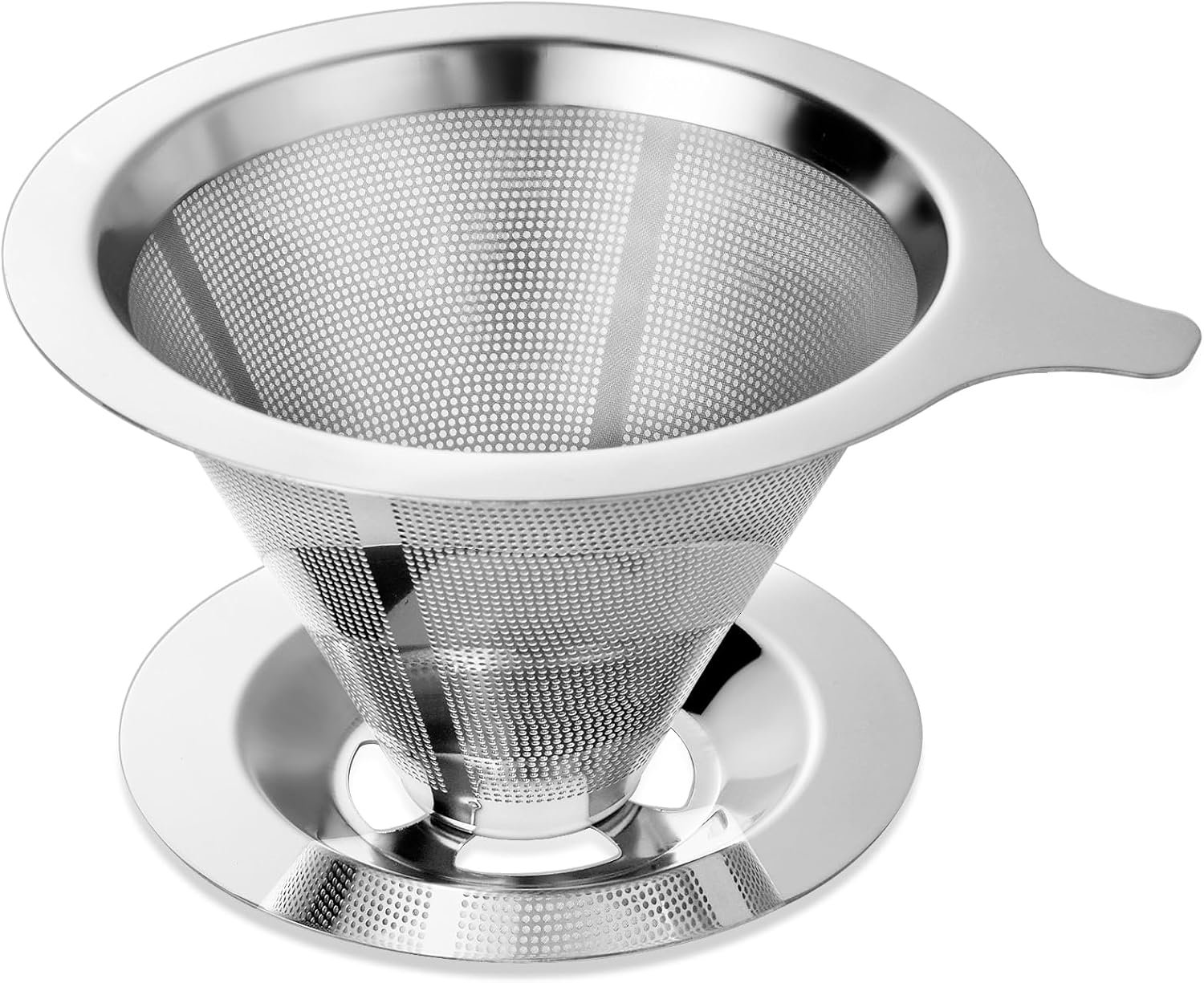 Double-Layer Stainless Steel Pour-Over Coffee Dripper with Spout – Cone-Shaped, Paperless Filter