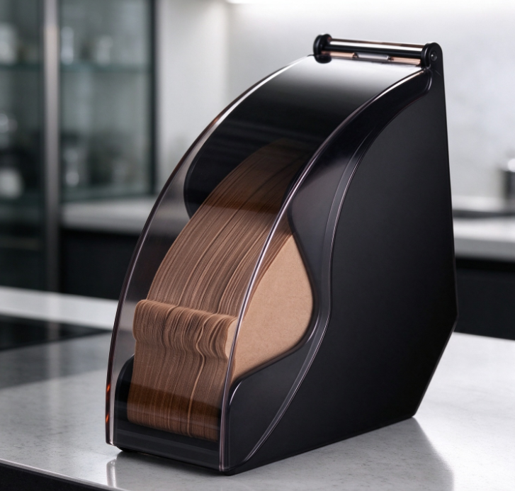 Dustproof Acrylic Coffee Filter Paper Holder with Flip-Top Lid – Large-Capacity Commercial Storage Organizer - Image 2
