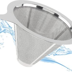 Single-Handle Stainless Steel Pour-Over Coffee Filter – Cone-Shaped, Paperless Design