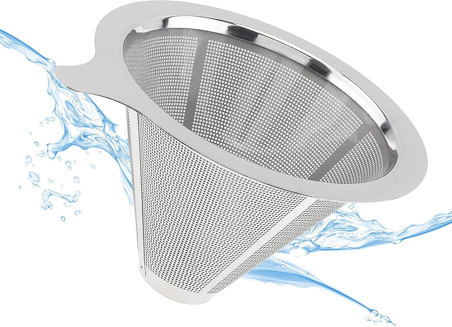 Single-Handle Stainless Steel Pour-Over Coffee Filter – Cone-Shaped, Paperless Design