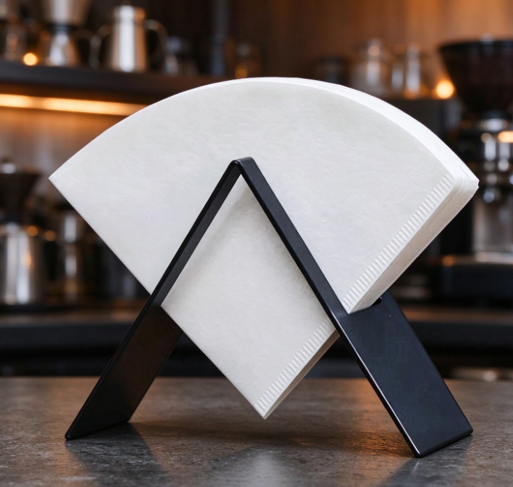 Minimalist V-Shaped Metal Coffee Filter Holder – Stand for Fan-Shaped Pour-Over Filter Papers